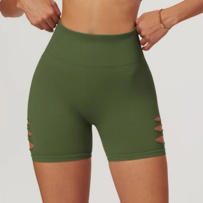 Custom Gym Yoga Shorts |High Quality High Waist Stretchy Women's Black Gym Yoga Shorts Fitness