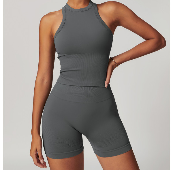 Custom yoga shorts |Yoga Leggings Shorts Pants Black Yoga Sport Fitness 2 Piece Shorts Set Seamless