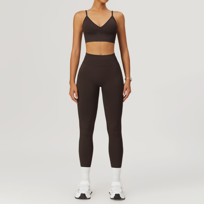 Custom Yoga Gym Legging  |Seamless Yoga Gym Set Back Bra High Waist Fitness Shorts Sportswear