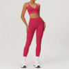 Custom Yoga Gym Legging  |Seamless Yoga Gym Set Back Bra High Waist Fitness Shorts Sportswear