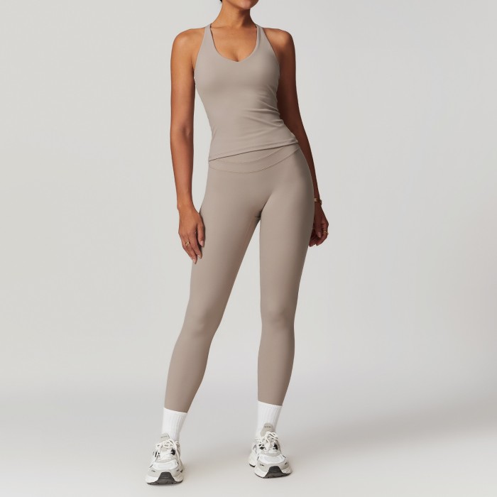 Custom Wholesale Yoga Sets|New Style Yoga Sets Tank Top Women Yoga Leggings For High Waist Leggings