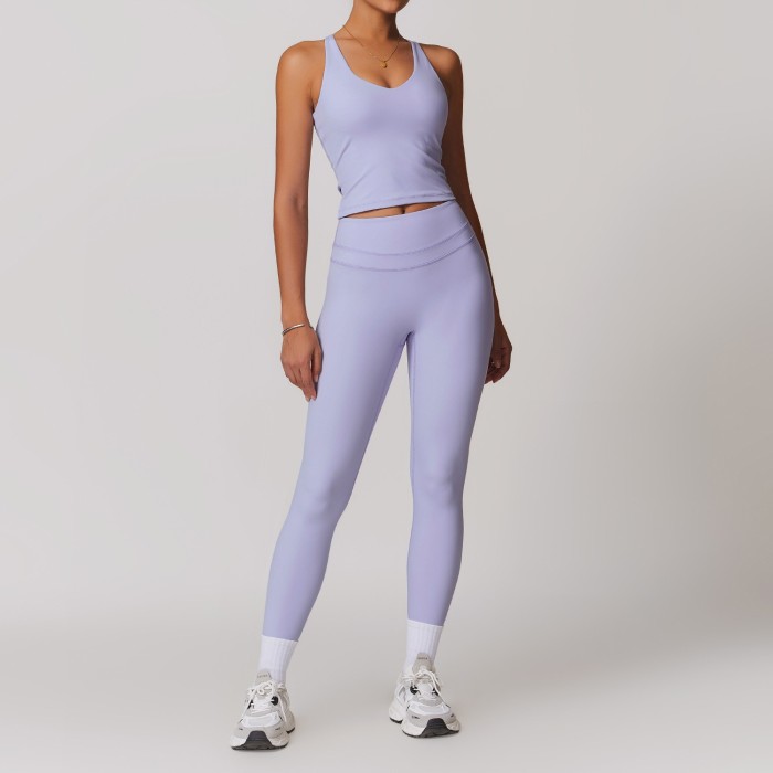 Custom Wholesale Yoga Sets|New Style Yoga Sets Tank Top Women Yoga Leggings For High Waist Leggings
