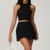 Custom  short skirt tank top| Wholesale Custom Logo Women Back Gym Shorts  Outer Wear Fitness Bra