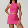Custom  short skirt tank top| Wholesale Custom Logo Women Back Gym Shorts  Outer Wear Fitness Bra