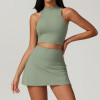 Custom  short skirt tank top| Wholesale Custom Logo Women Back Gym Shorts  Outer Wear Fitness Bra