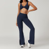 Custom yoga Leggings flared|Custom Embroidery Vintage Fabric OEM Wide Leg Yoga Leggings Sports Wear