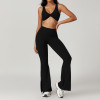 Custom yoga Leggings flared|Custom Embroidery Vintage Fabric OEM Wide Leg Yoga Leggings Sports Wear