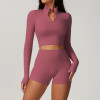 Custom Long Sleeve T Shirt | Plain Custom Printing Seamless Shorts Yoga Sexy T Shirts Long Sleeve