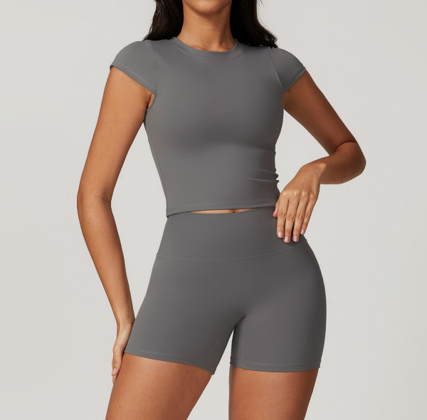 Custom Women T-shirt With Logo | High Quality Seamless Yoga Shorts Hot Sale Running Yoga Shorts