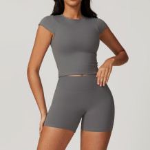 Custom Women T-shirt With Logo | High Quality Seamless Yoga Shorts Hot Sale Running Yoga Shorts