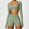 Custom Two Pieces Bra Sets |Custom Printing High Waist Speed Dry Women's Long-Sleeves