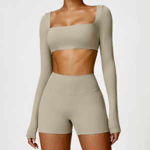 Custom Two Pieces Bra Sets |Custom Printing High Waist Speed Dry Women's Long-Sleeves
