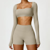Custom Two Pieces Bra Sets |Custom Printing High Waist Speed Dry Women's Long-Sleeves