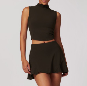 Custom 2 Piece Crop |Wholesale Women High Waist Tank Top Legging Set Sports Bra Crop Tops Skirt Set