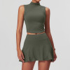 Custom 2 Piece Crop |Wholesale Women High Waist Tank Top Legging Set Sports Bra Crop Tops Skirt Set