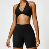 Custom bras and shorts set |Wholesale Custom Logo Yoga Set Women Fitness Sports Bra Seamless Shorts