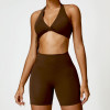 Custom bras and shorts set |Wholesale Custom Logo Yoga Set Women Fitness Sports Bra Seamless Shorts