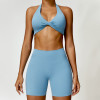 Custom bras and shorts set |Wholesale Custom Logo Yoga Set Women Fitness Sports Bra Seamless Shorts