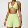 Custom bras and shorts set |Wholesale Custom Logo Yoga Set Women Fitness Sports Bra Seamless Shorts