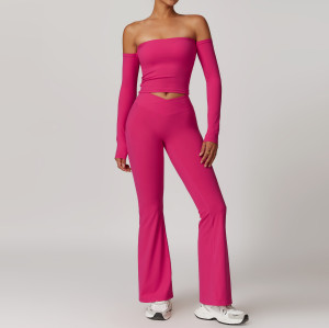 Custom Cropped Long Sleeve Tops | Solid Color Custom Printed Women's Long Sleeve T-Shirt Set