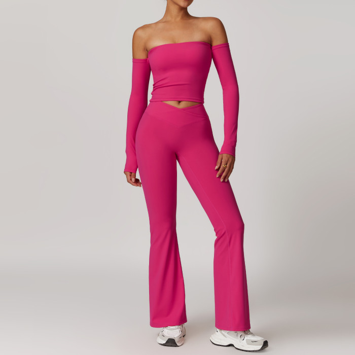 Custom Cropped Long Sleeve Tops | Solid Color Custom Printed Women's Long Sleeve T-Shirt Set
