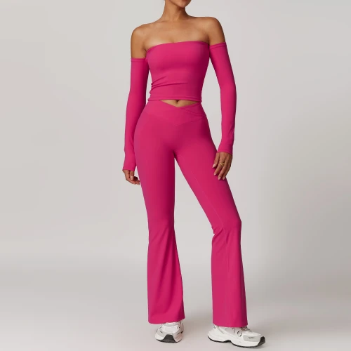 Custom Cropped Long Sleeve Tops | Solid Color Custom Printed Women's Long Sleeve T-Shirt Set
