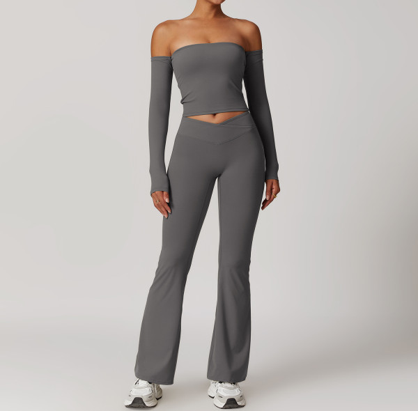 Custom Cropped Long Sleeve Tops | Solid Color Custom Printed Women's Long Sleeve T-Shirt Set