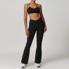Custom Yoga Flare Leggings Set |Women Deep V Sports Bra Yoga Sets Workout Sets Stretchy Active Wear