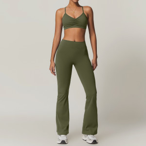 Custom Yoga Pants With Pocket |New Women's Wide-Leg Yoga Pants Custom Logo High Waist Yoga Set