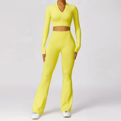 Custom long sleeve sport | New Style Custom Logo Women Pants Set  Wide Leg Pants Women Long Sleeve
