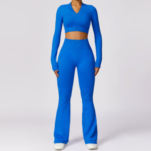 Custom long sleeve sport | New Style Custom Logo Women Pants Set  Wide Leg Pants Women Long Sleeve