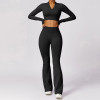 Custom long sleeve sport | New Style Custom Logo Women Pants Set  Wide Leg Pants Women Long Sleeve