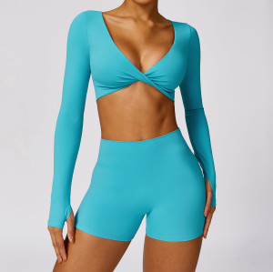 Custom Layer Long Sleeve Yoga | 2 Pieces Seamless Brushed Long Sleeve Yoga Clothes