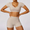 Custom High Waist Yoga Shorts | Wholesale Solid Color Custom Printed Women's T-Shirt Yoga Set