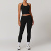 Custom sportswear for women | Womens Summer 2 Piece Outfits Linen Crop Tank Tops Leggings Yoga