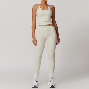 Custom sportswear for women | Womens Summer 2 Piece Outfits Linen Crop Tank Tops Leggings Yoga