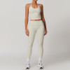 Custom sportswear for women | Womens Summer 2 Piece Outfits Linen Crop Tank Tops Leggings Yoga