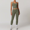 Custom sportswear for women | Womens Summer 2 Piece Outfits Linen Crop Tank Tops Leggings Yoga