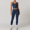 Custom sportswear for women | Womens Summer 2 Piece Outfits Linen Crop Tank Tops Leggings Yoga