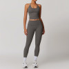 Custom sportswear for women | Womens Summer 2 Piece Outfits Linen Crop Tank Tops Leggings Yoga