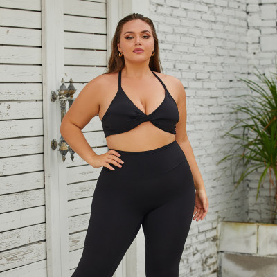 Custom plus size leggings| Plain Custom Printing Soft Bra Hot Sexy Plus Size Sports Bra Plus Size Yoga Sets Women's Pants