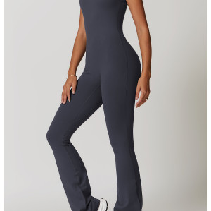 Custom custom leg jumpsuit| High Quality Yoga Set Flared Yoga Leggings Jumpsuit Mujer Sports Ladies