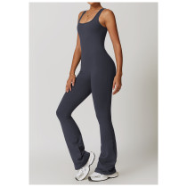 Custom custom leg jumpsuit| High Quality Yoga Set Flared Yoga Leggings Jumpsuit Mujer Sports Ladies