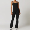 Custom custom leg jumpsuit| High Quality Yoga Set Flared Yoga Leggings Jumpsuit Mujer Sports Ladies