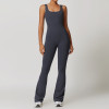Custom custom leg jumpsuit| High Quality Yoga Set Flared Yoga Leggings Jumpsuit Mujer Sports Ladies