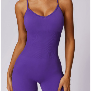 Custom fitness jumpsuit| Factory Wholesale Women's Back Seamless Yoga Hip Lifting Fitness Jumpsuit