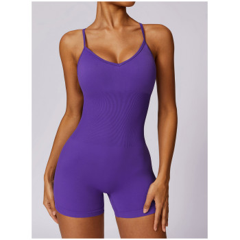 Custom fitness jumpsuit| Factory Wholesale Women's Back Seamless Yoga Hip Lifting Fitness Jumpsuit