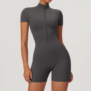 Custom Piece Workout Jumpsuit| Seamless Short Sleeve And Sports Yoga Bra Set Jumpsuit For Women