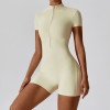 Custom Piece Workout Jumpsuit| Seamless Short Sleeve And Sports Yoga Bra Set Jumpsuit For Women