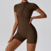 Custom Piece Workout Jumpsuit| Seamless Short Sleeve And Sports Yoga Bra Set Jumpsuit For Women